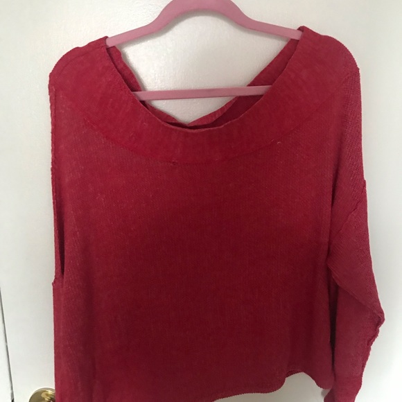 Red Off the Shoulder Free People Sweater, Size M - Picture 3 of 6